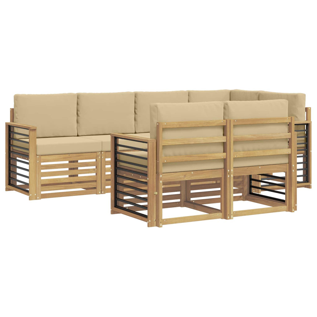 Outdoor-Sofagarnitur 7 pcs Weiß und Beige 247 x 128,5 x 73 cm