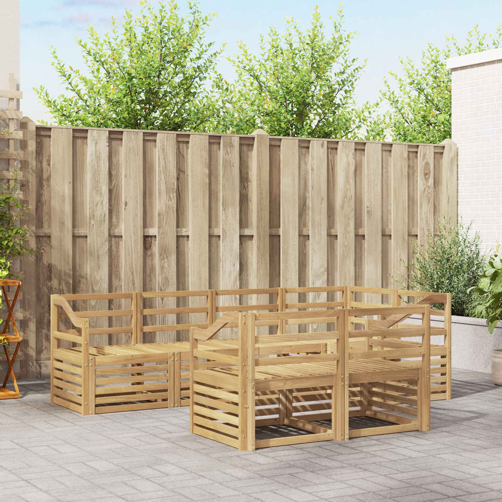 Outdoor-Sofagarnitur 7 pcs Weiß 245 x 126,5 x 73 cm
