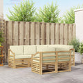 Ecksofa Set mit Kissen 7 pcs Weiß und Creme