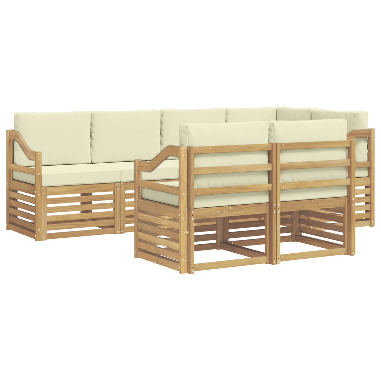 Ecksofa Set mit Kissen 7 pcs Weiß und Creme