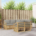 Outdoor-Sofagarnitur 7 pcs Weiß und Hellgrau