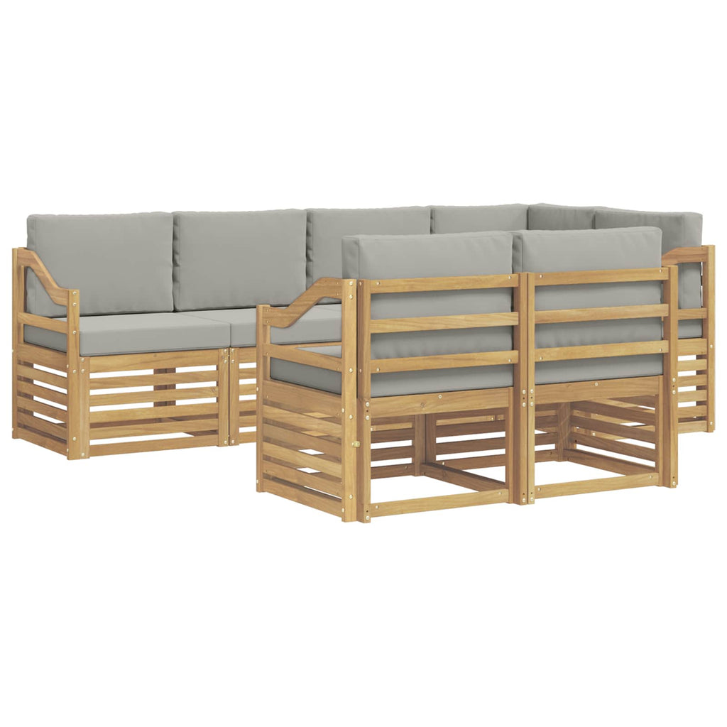 Outdoor-Sofagarnitur 7 pcs Weiß und Hellgrau