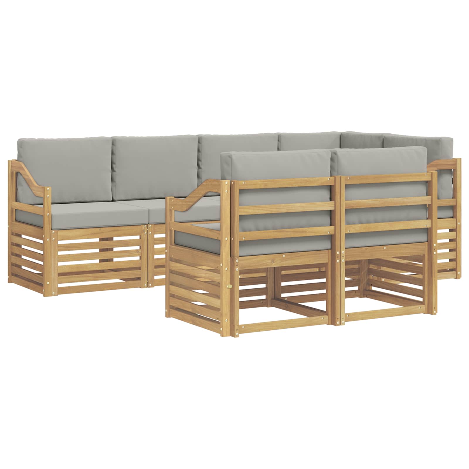 Outdoor-Sofagarnitur 7 pcs Weiß und Hellgrau