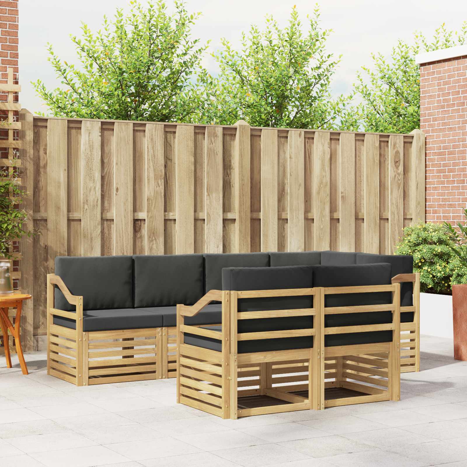 Outdoor-Sofagarnitur 7 pcs Weiß und Anthrazit