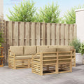 Outdoor-Sofagarnitur 7 pcs Weiß und Beige 245 x 126,5 x 73 cm