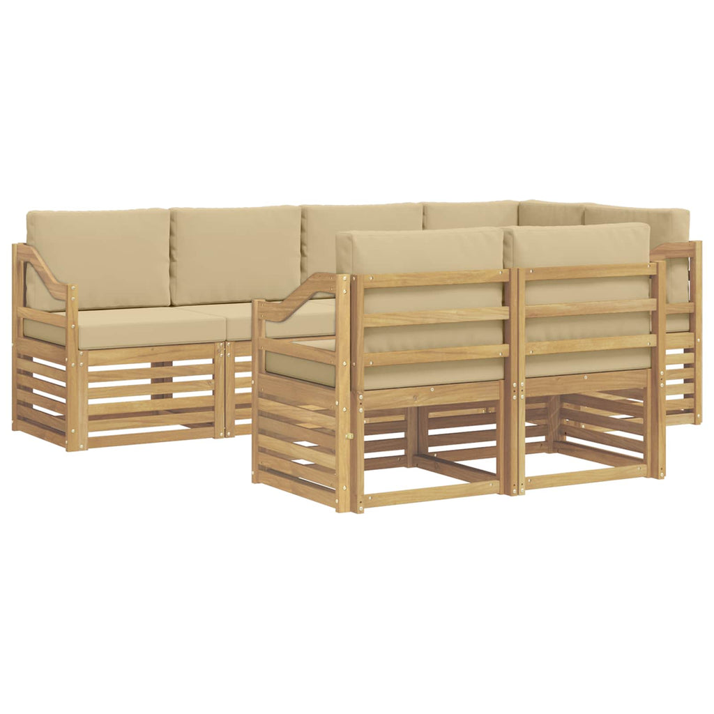 Outdoor-Sofagarnitur 7 pcs Weiß und Beige 245 x 126,5 x 73 cm