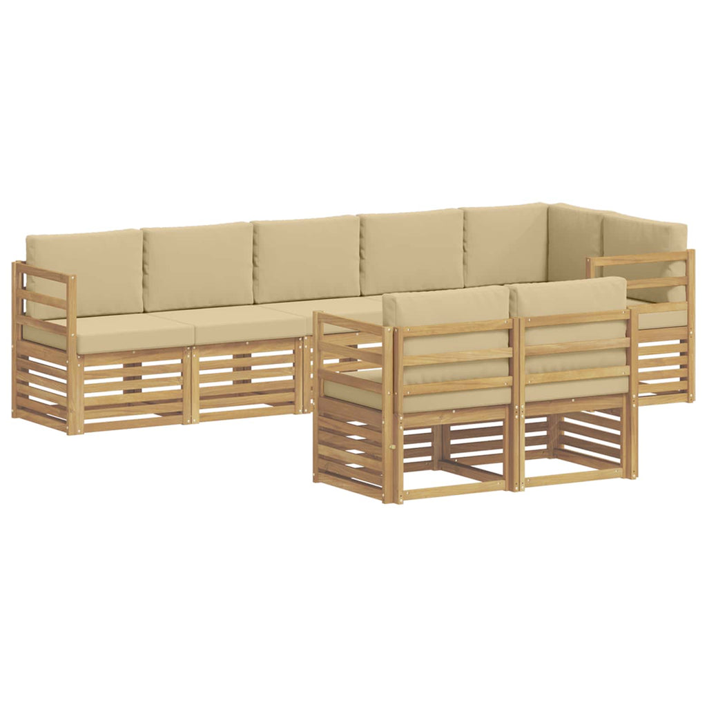 Outdoor-Sofagarnitur 8 pcs Weiß und Beige 304 x 126,5 x 73 cm