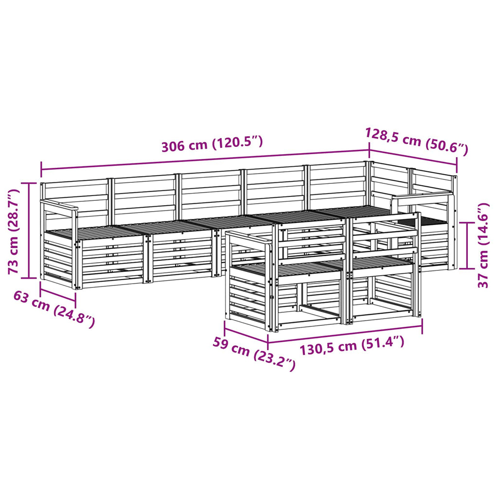 Outdoor-Sofagarnitur 8 pcs Weiß 306 x 128,5 x 73 cm