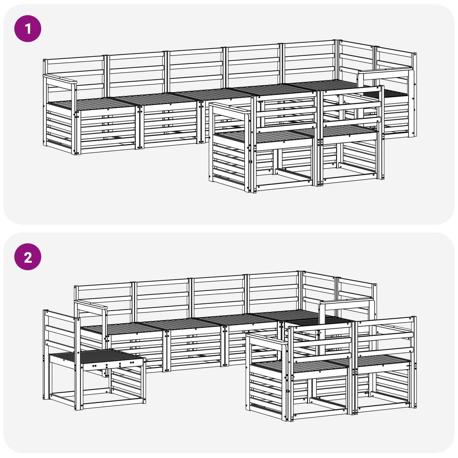 Outdoor-Sofagarnitur 8 pcs Weiß 306 x 128,5 x 73 cm
