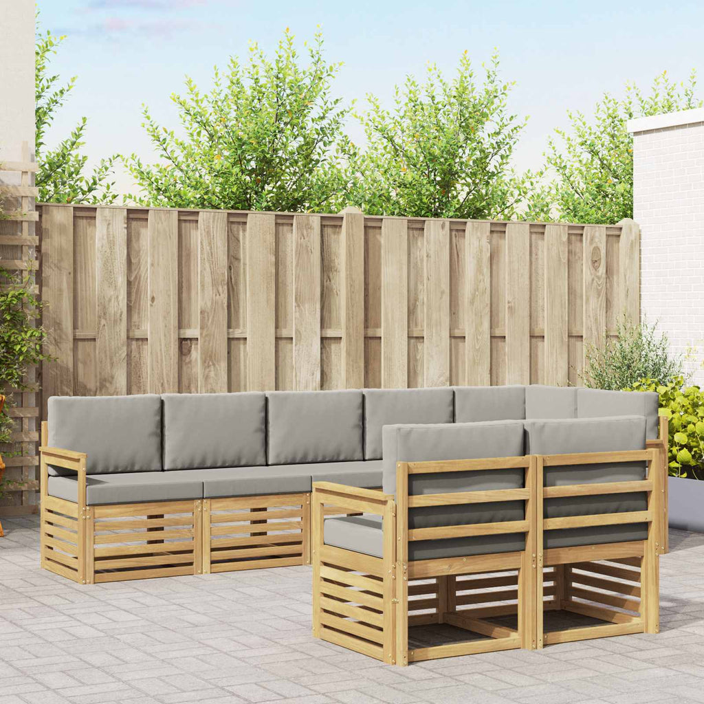 Outdoor-Sofagarnitur 8 pcs Weiß und Hellgrau