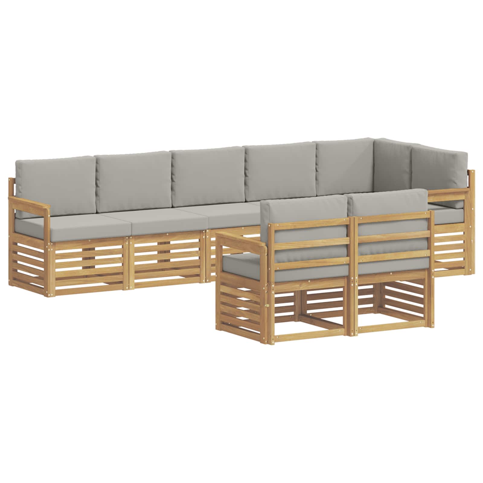 Outdoor-Sofagarnitur 8 pcs Weiß und Hellgrau