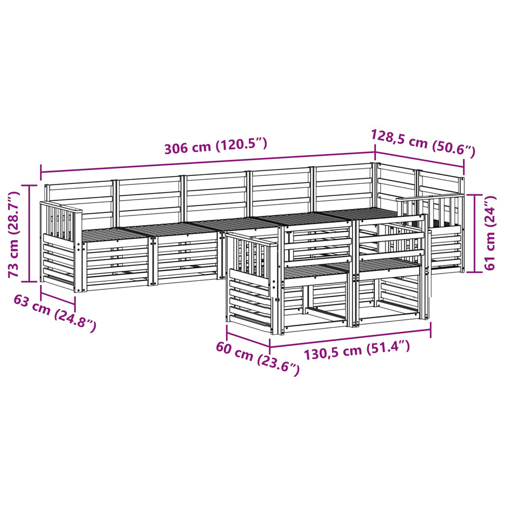 Outdoor-Sofagarnitur 8 pcs Weiß 306 x 128,5 x 73 cm