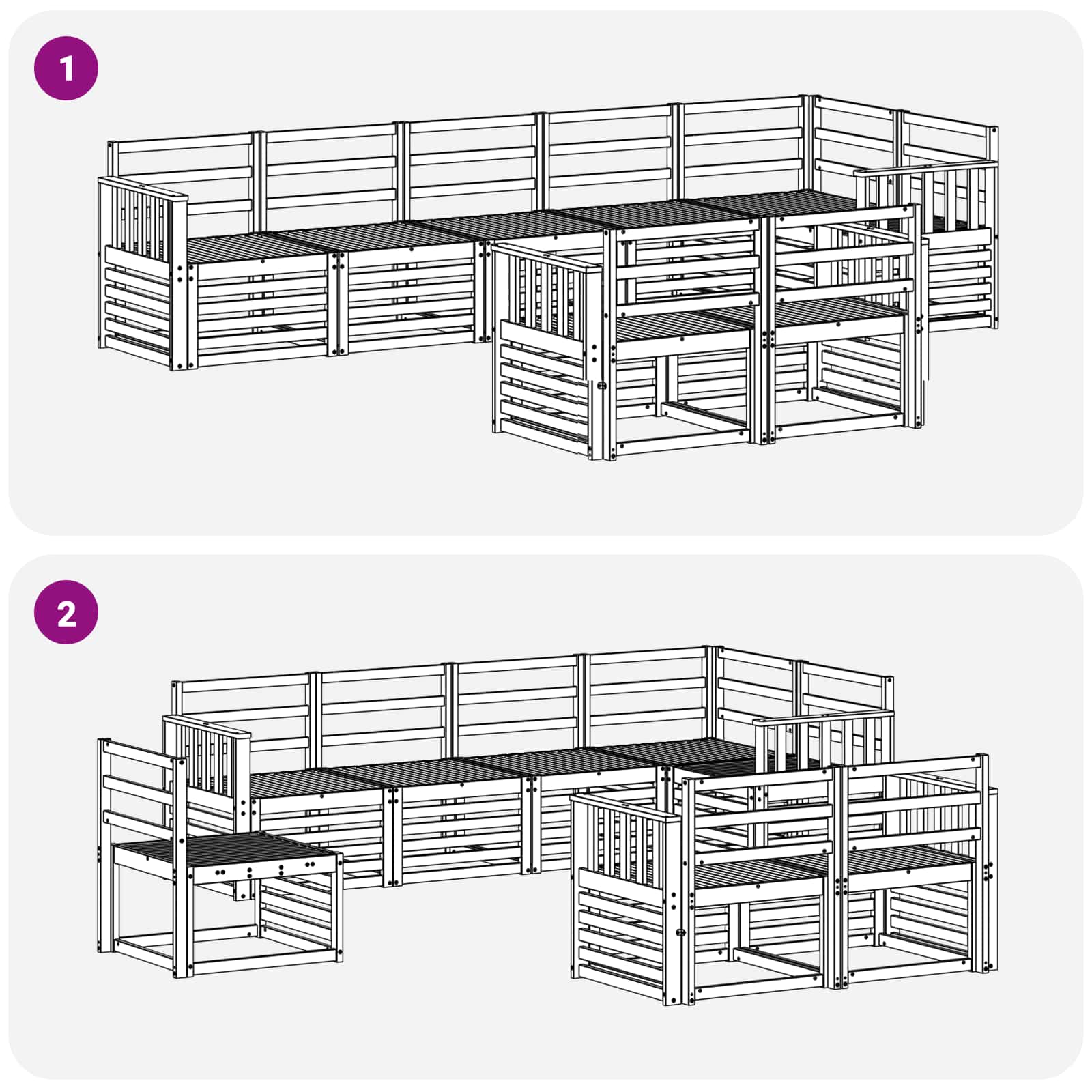 Outdoor-Sofagarnitur 8 pcs Weiß 306 x 128,5 x 73 cm