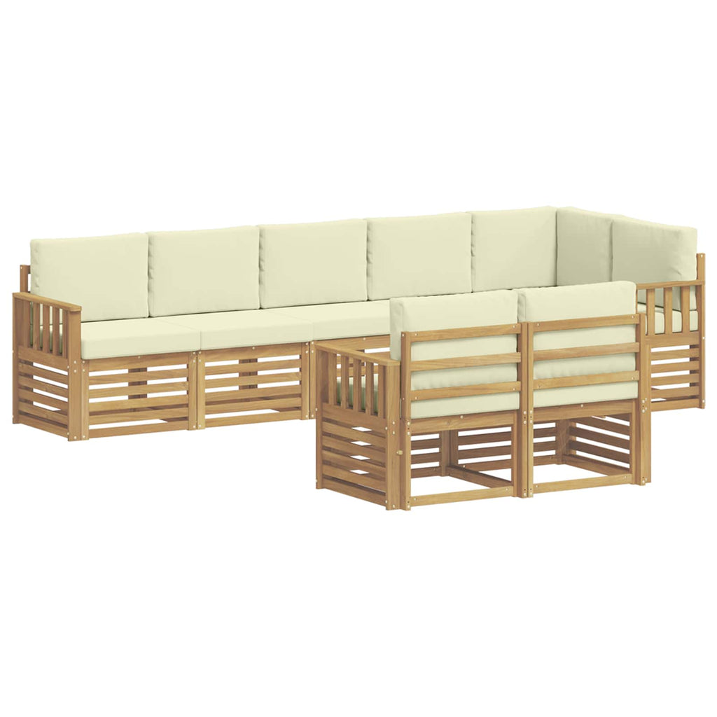 Outdoor-Sofagarnitur 8 pcs Weiß und Creme 306 x 128,5 x 73 cm
