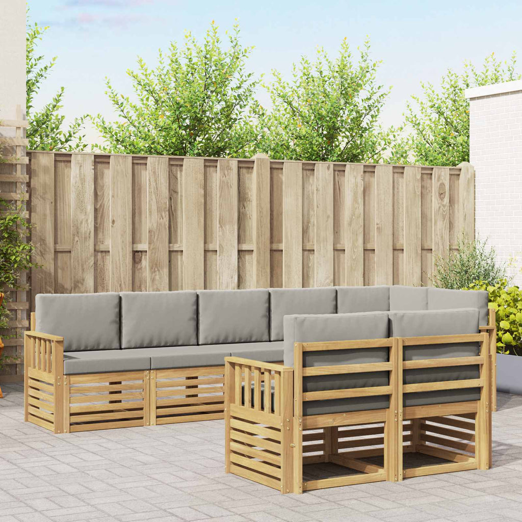 Outdoor-Sofagarnitur 8 pcs Weiß und Hellgrau