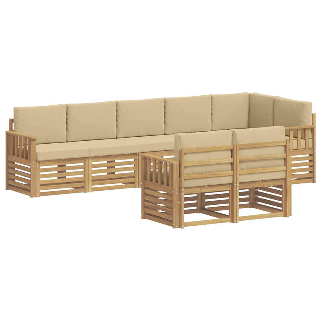 Outdoor-Sofagarnitur 8 pcs Weiß und Beige 306 x 128,5 x 73 cm