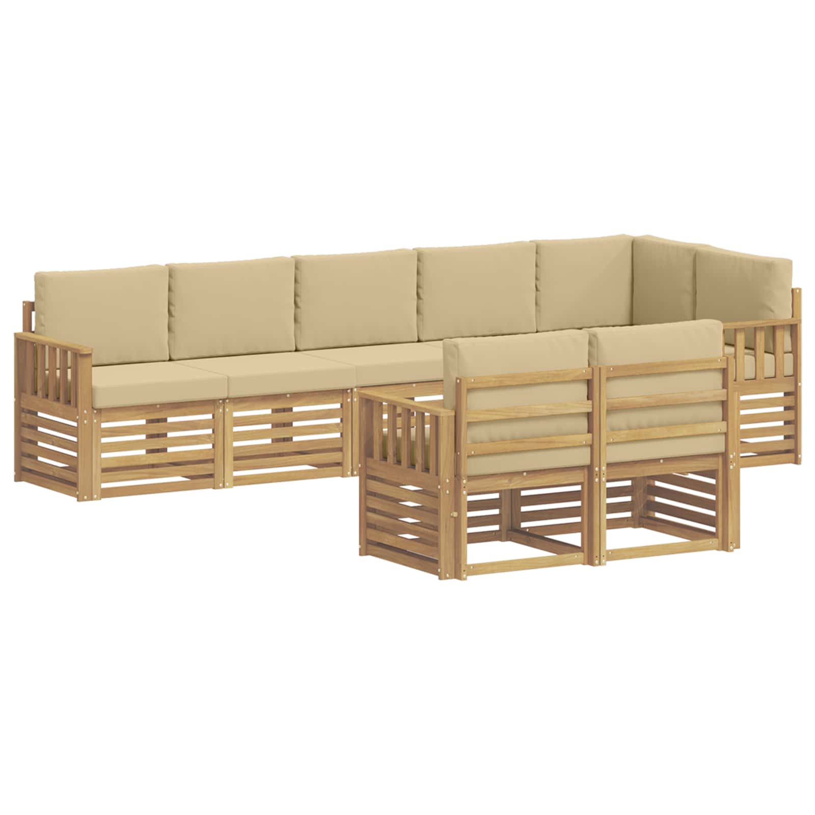 Outdoor-Sofagarnitur 8 pcs Weiß und Beige 306 x 128,5 x 73 cm