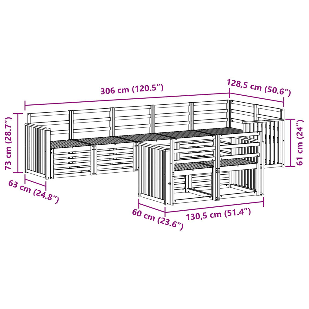 Outdoor-Sofagarnitur 8 pcs Weiß 306 x 128,5 x 73 cm