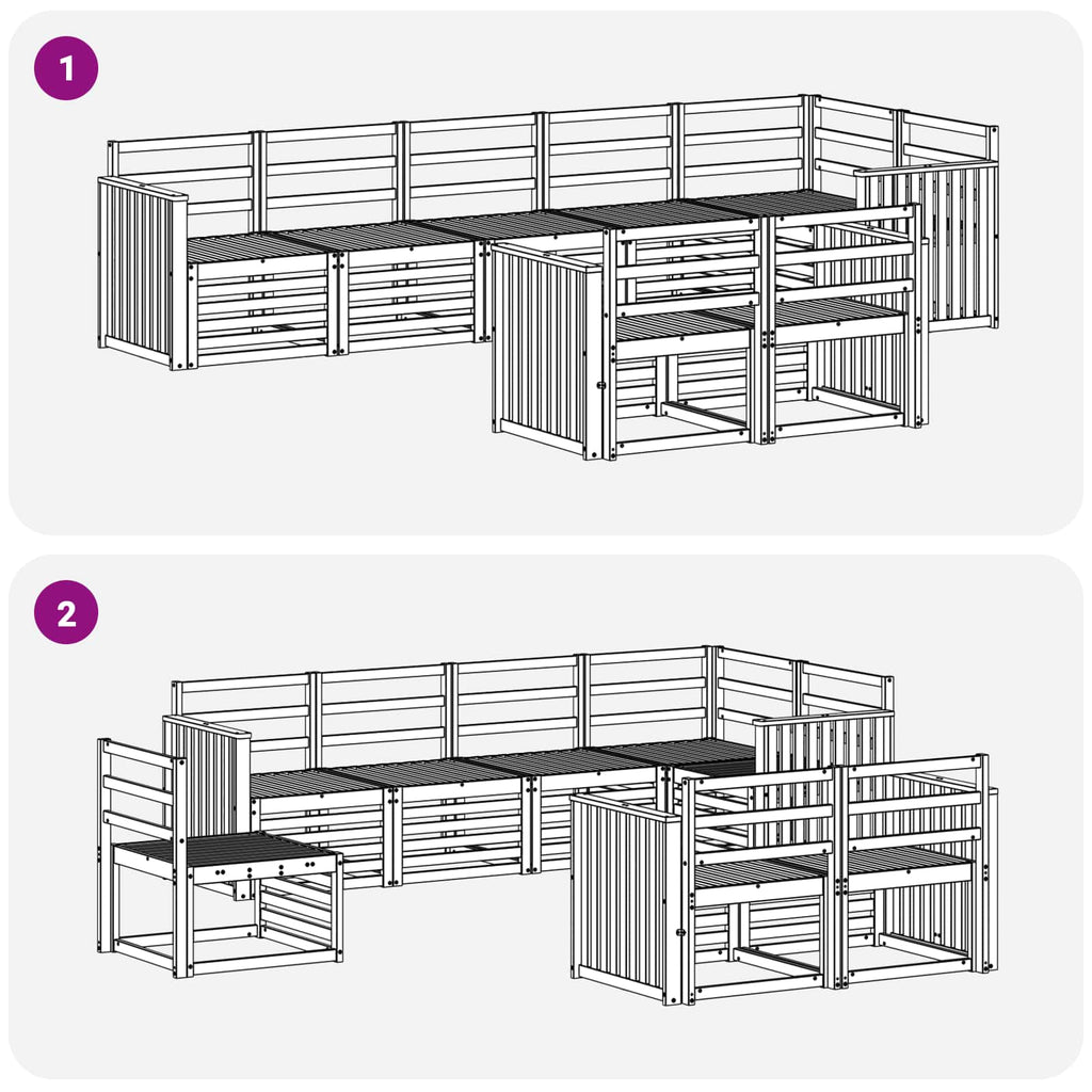 Outdoor-Sofagarnitur 8 pcs Weiß 306 x 128,5 x 73 cm