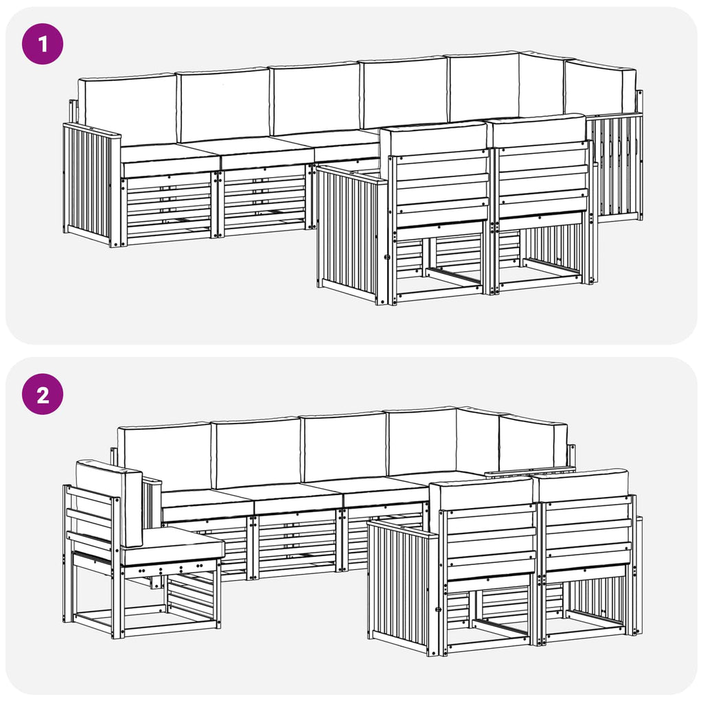 Outdoor-Sofagarnitur 8 pcs Weiß und Creme 306 x 128,5 x 73 cm