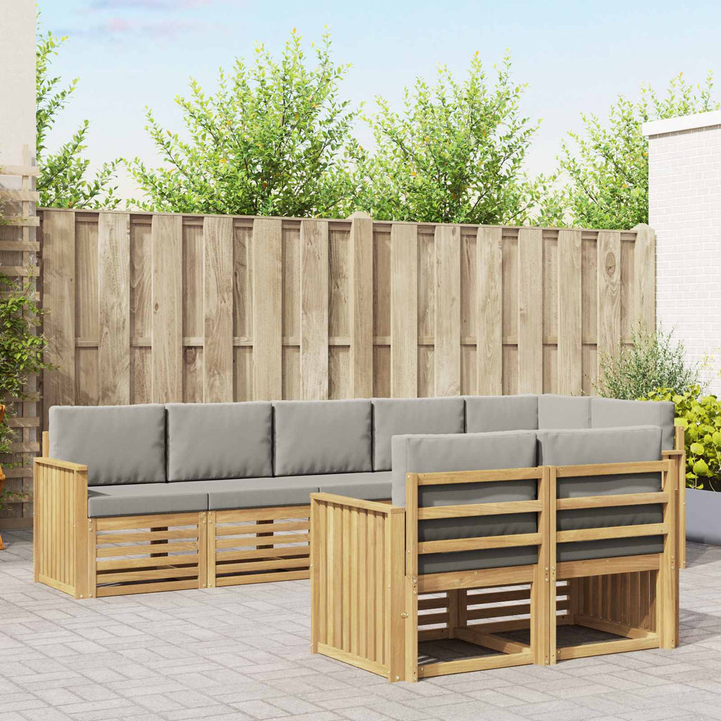 Outdoor-Sofagarnitur 8 pcs Weiß und Hellgrau