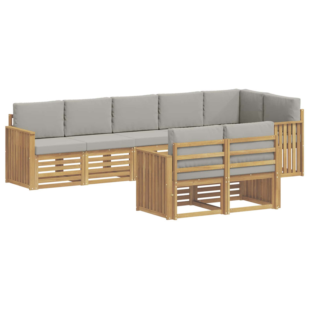 Outdoor-Sofagarnitur 8 pcs Weiß und Hellgrau