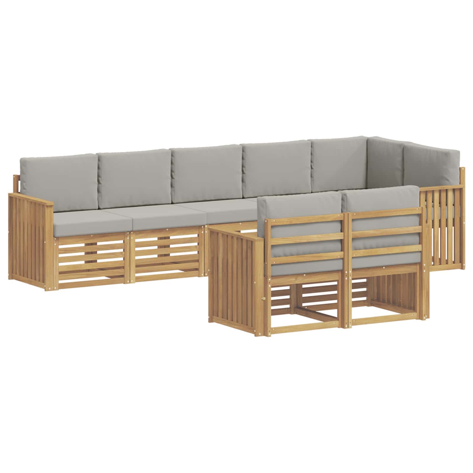 Outdoor-Sofagarnitur 8 pcs Weiß und Hellgrau