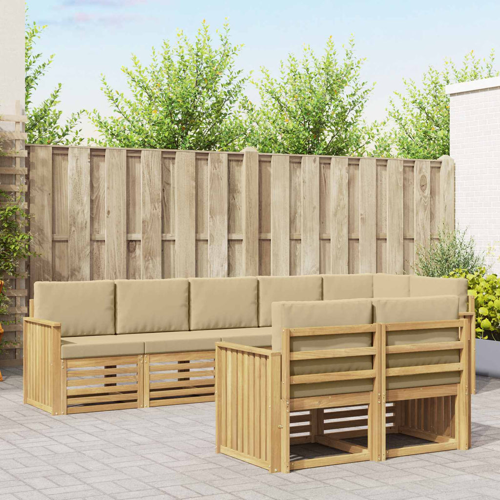 Outdoor-Sofagarnitur 8 pcs Weiß und Beige 306 x 128,5 x 73 cm