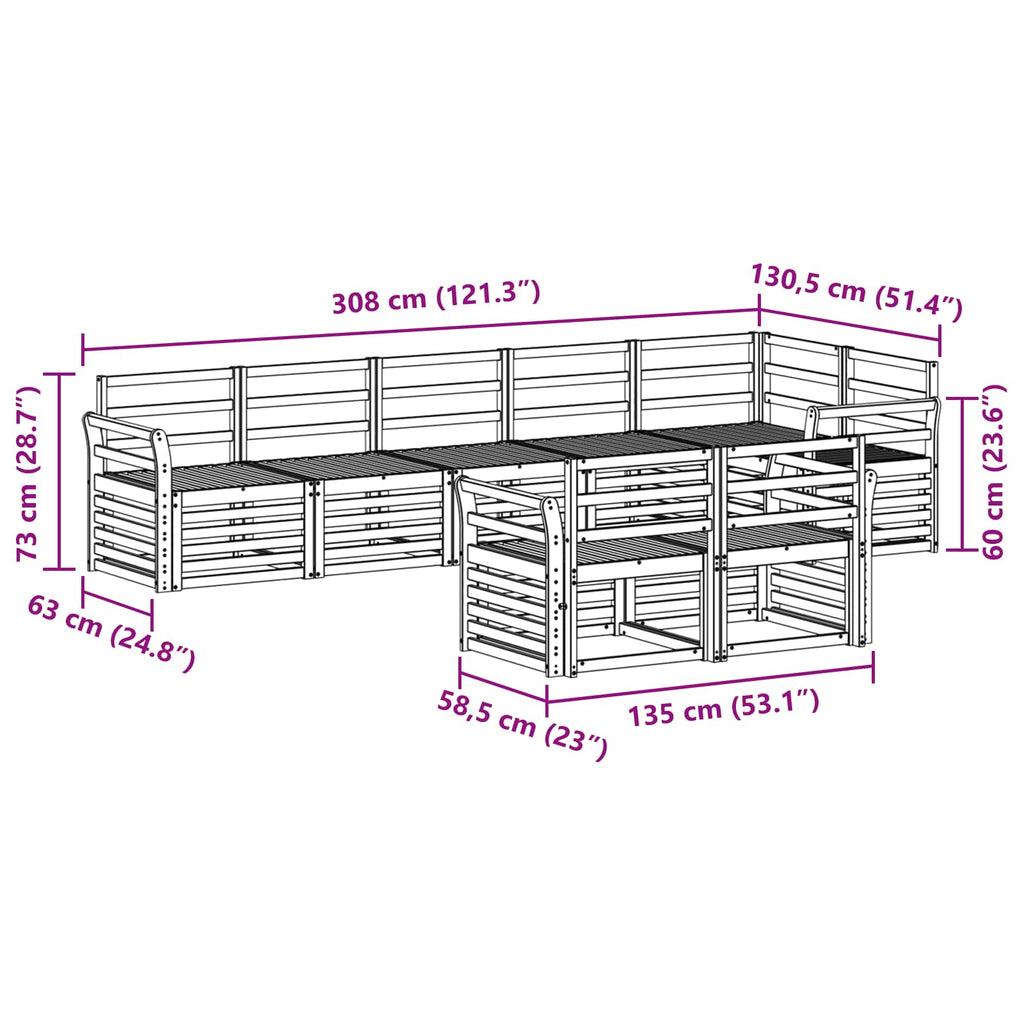 Outdoor-Sofagarnitur 8 pcs Weiß 308 x 130,5 x 73 cm