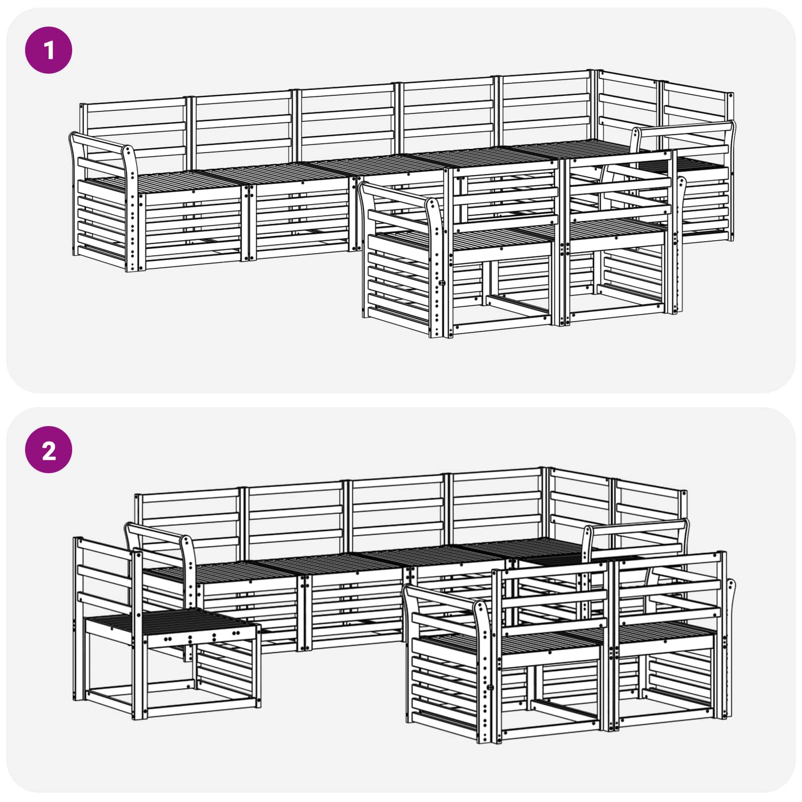Outdoor-Sofagarnitur 8 pcs Weiß 308 x 130,5 x 73 cm