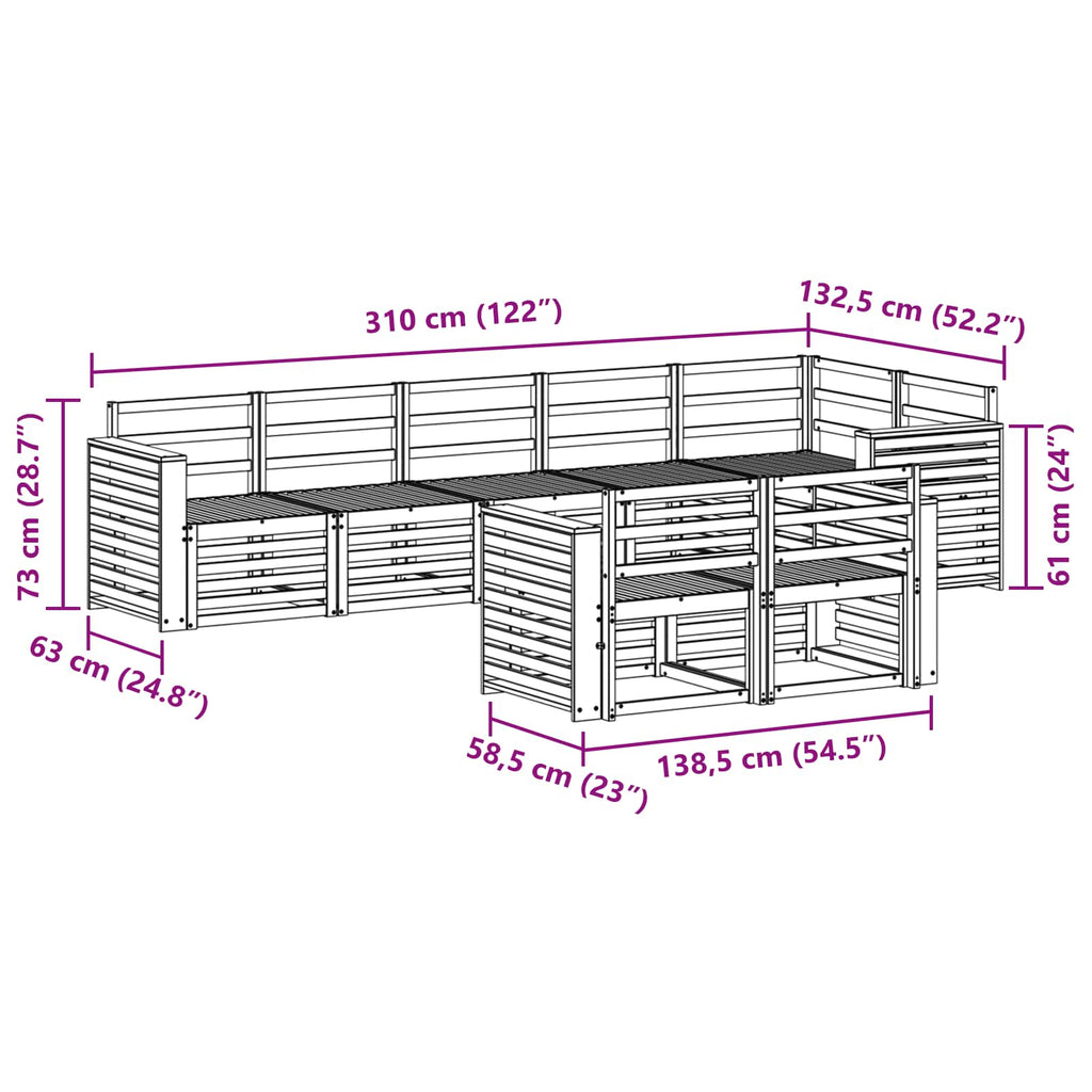 Outdoor-Sofagarnitur 8 pcs Weiß 310 x 132,5 x 73 cm