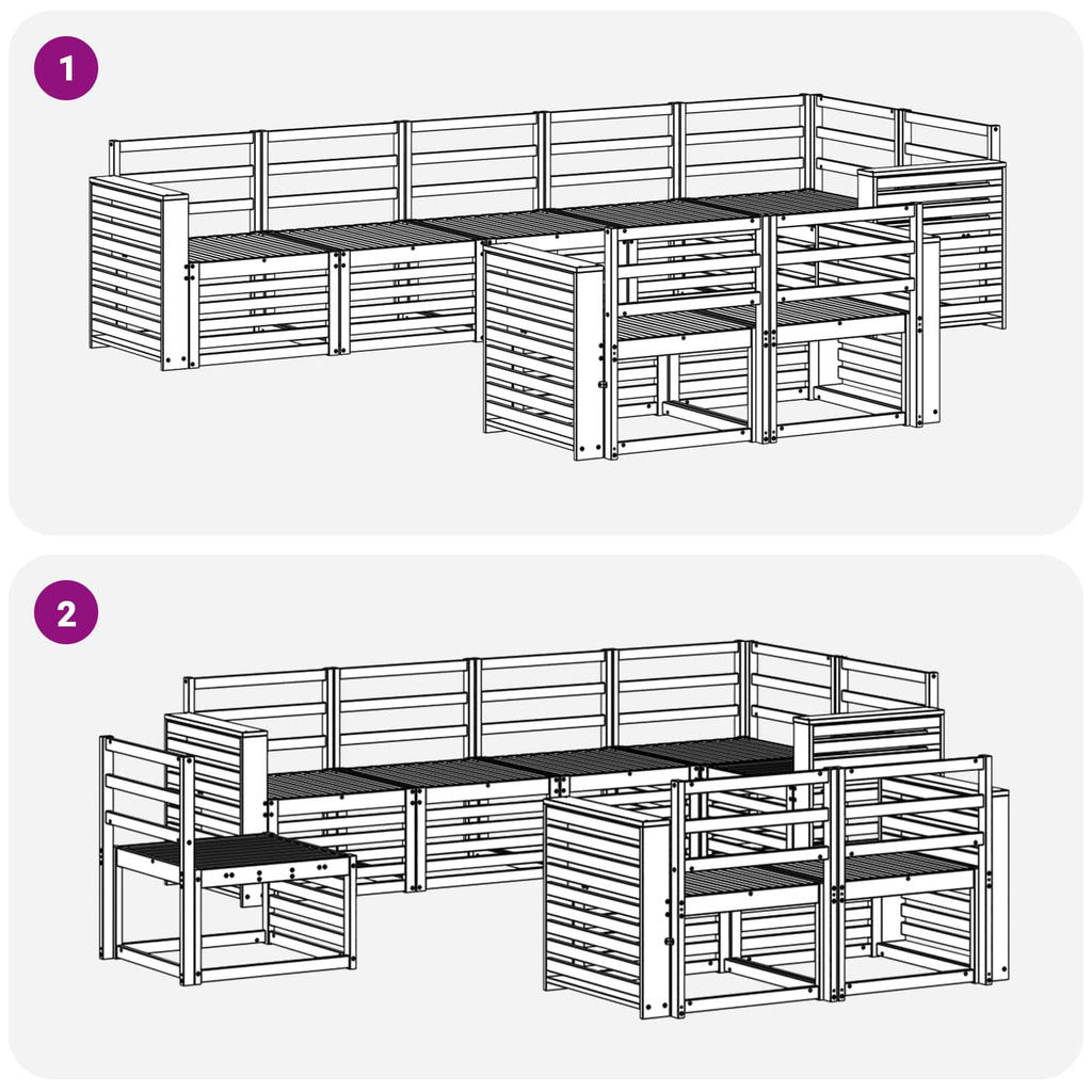 Outdoor-Sofagarnitur 8 pcs Weiß 310 x 132,5 x 73 cm
