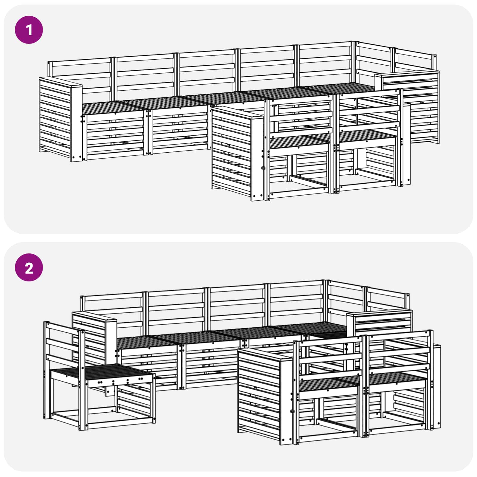 Outdoor-Sofagarnitur 8 pcs Weiß 310 x 132,5 x 73 cm
