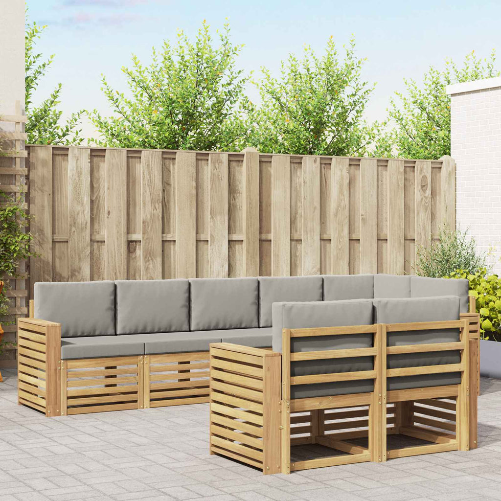 Outdoor-Sofagarnitur 8 pcs Weiß und Hellgrau