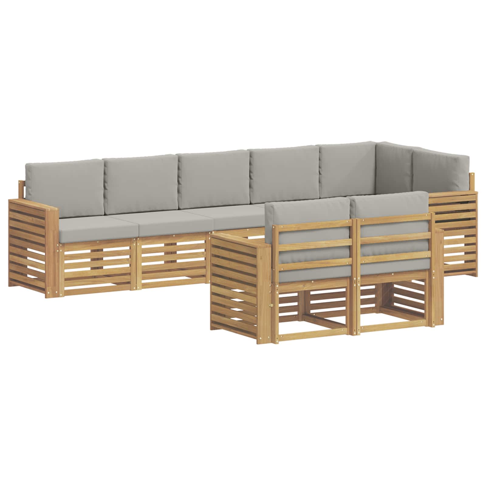 Outdoor-Sofagarnitur 8 pcs Weiß und Hellgrau