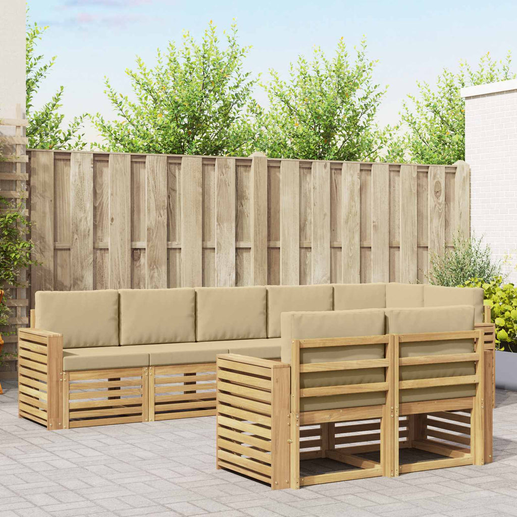 Outdoor-Sofagarnitur 8 pcs Weiß und Beige 310 x 132,5 x 73 cm
