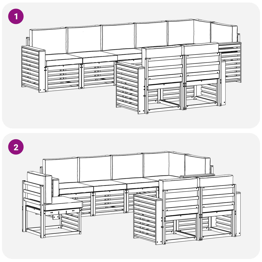 Outdoor-Sofagarnitur 8 pcs Weiß und Beige 310 x 132,5 x 73 cm