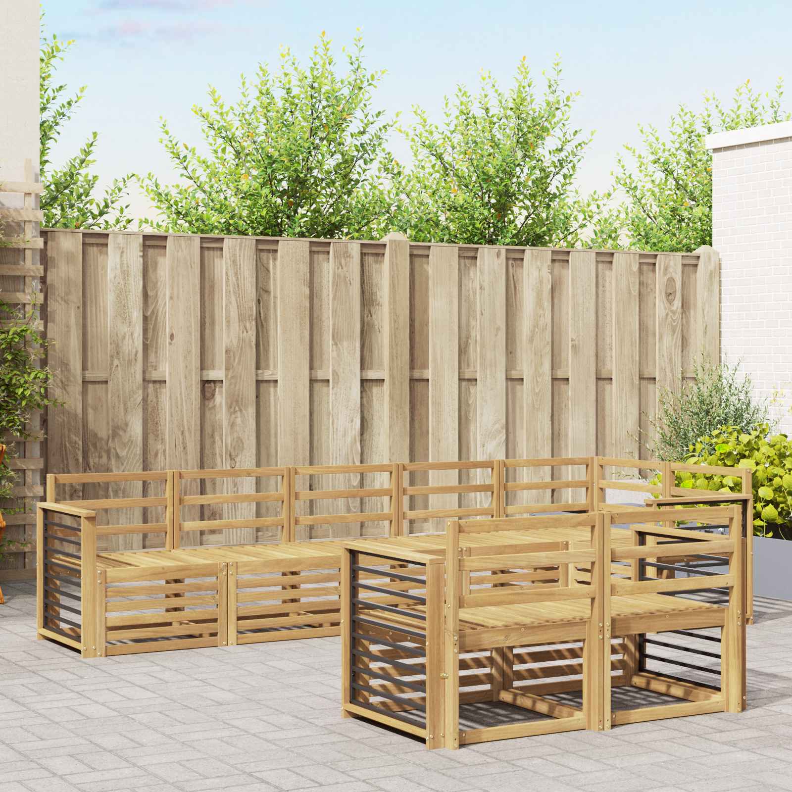 Outdoor-Sofagarnitur 8 pcs Weiß 306 x 128,5 x 73 cm