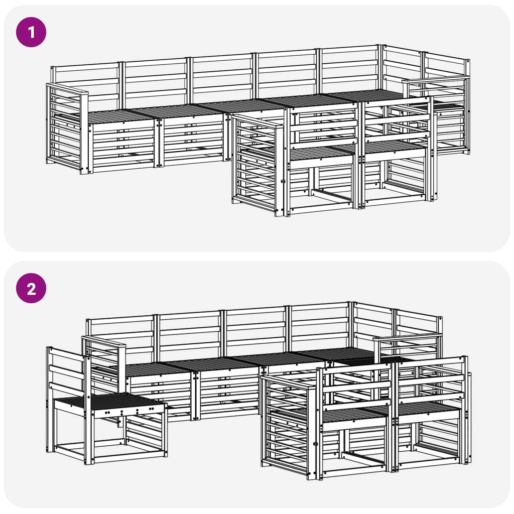 Outdoor-Sofagarnitur 8 pcs Weiß 306 x 128,5 x 73 cm