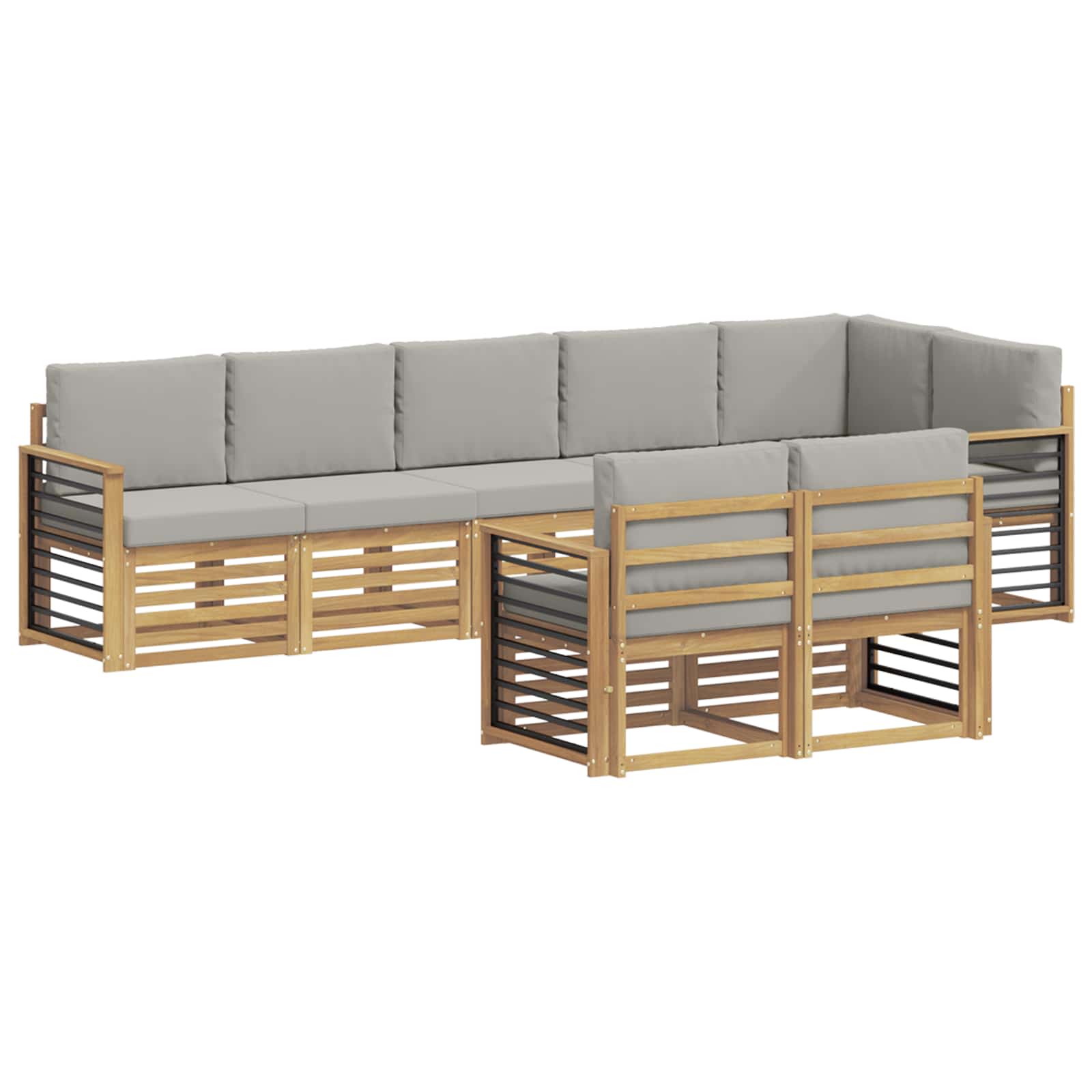 Outdoor-Sofagarnitur 8 pcs Weiß und Hellgrau