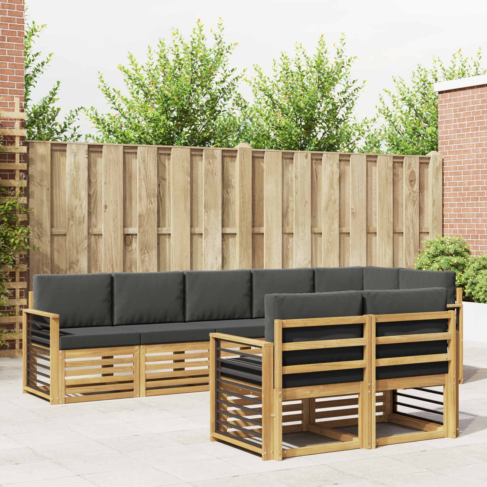 Outdoor-Sofagarnitur 8 pcs Weiß und Anthrazit