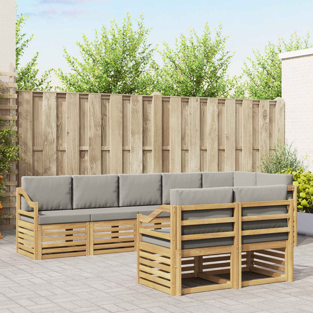 Outdoor-Sofagarnitur 8 pcs Weiß und Hellgrau
