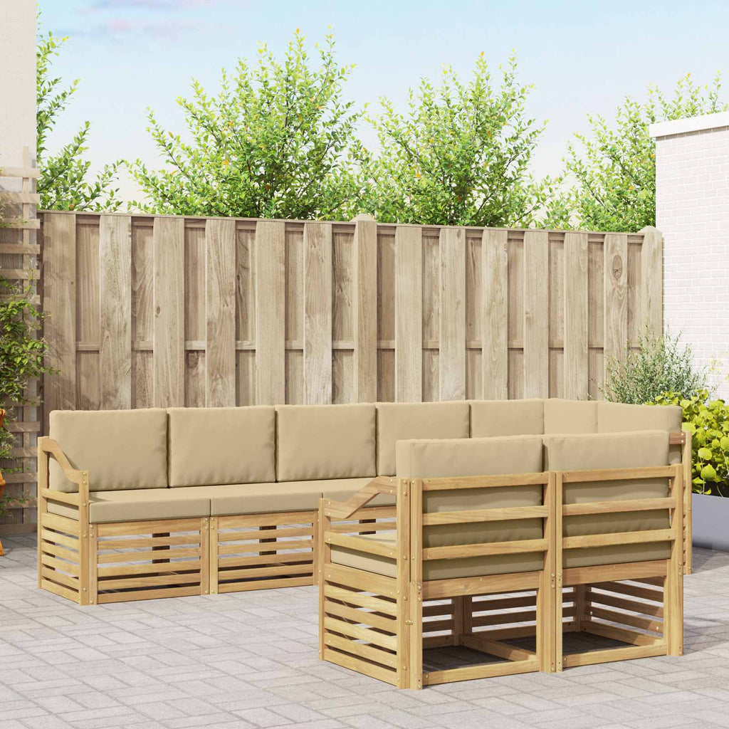 Outdoor-Sofagarnitur 8 pcs Weiß und Beige 304 x 126,5 x 73 cm