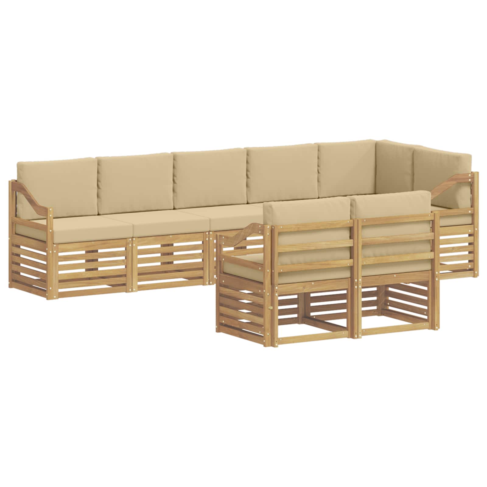 Outdoor-Sofagarnitur 8 pcs Weiß und Beige 304 x 126,5 x 73 cm