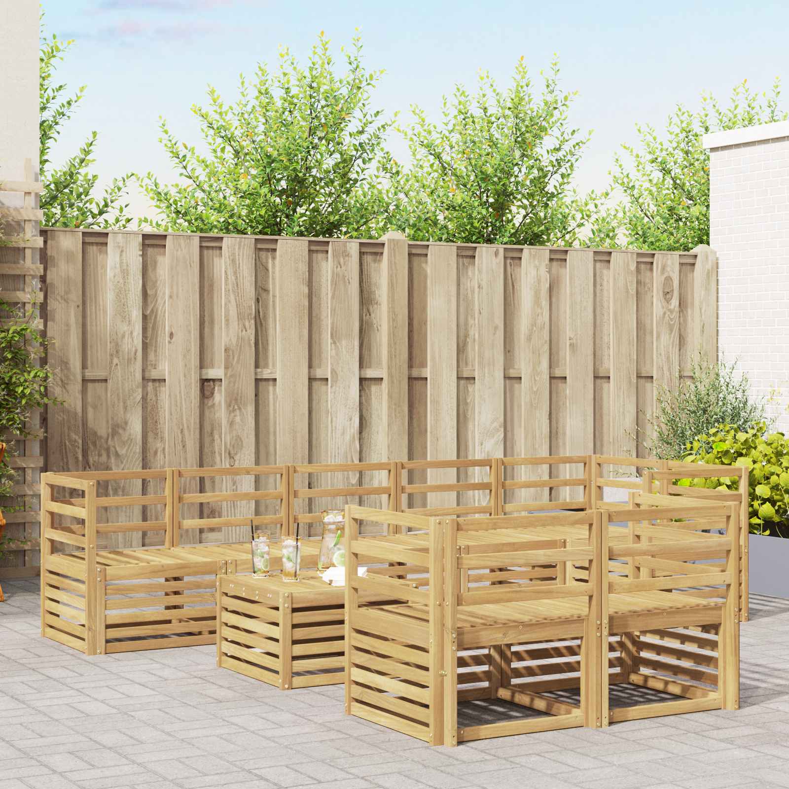 Outdoor-Sofagarnitur 9 pcs Weiß 59 x 59 x 37 cm