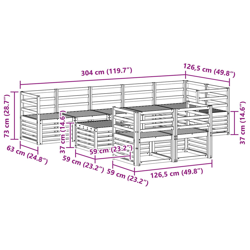 Outdoor-Sofagarnitur 9 pcs Weiß 59 x 59 x 37 cm