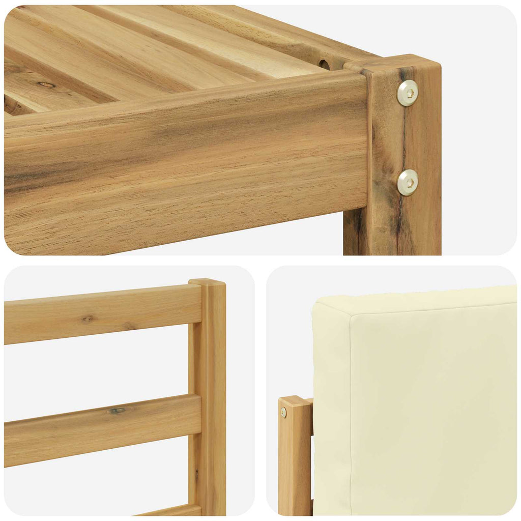 Sofagarnituren 9 pcs Weiß und Creme Massivholz Akazie