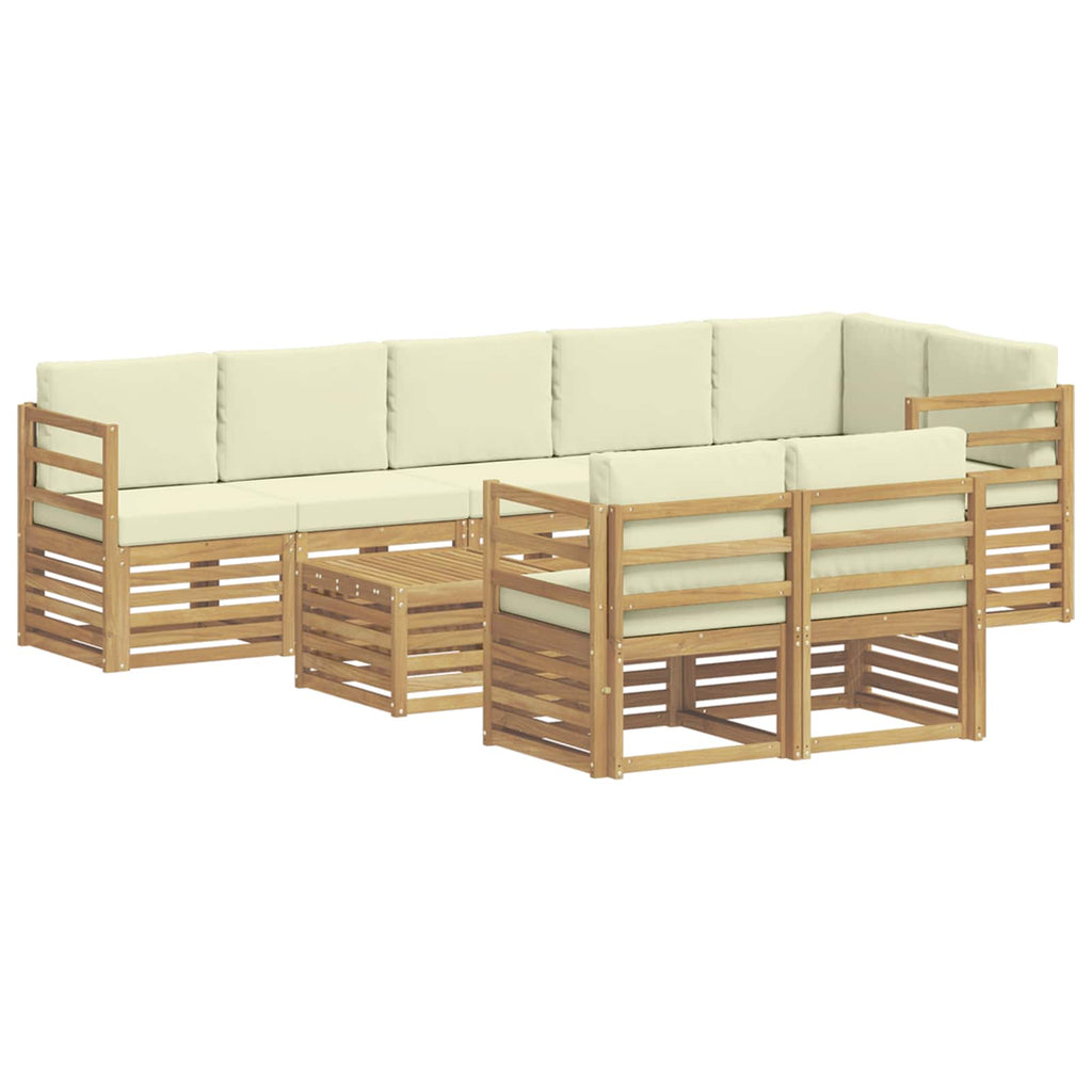 Sofagarnituren 9 pcs Weiß und Creme Massivholz Akazie