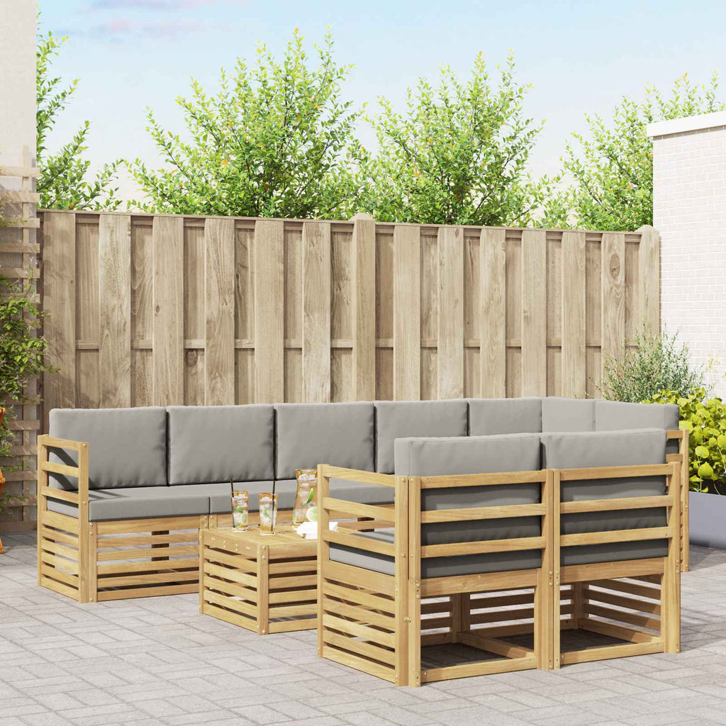 Outdoor-Sofagarnitur 9 pcs Weiß und Hellgrau 59 x 59 x 37 cm