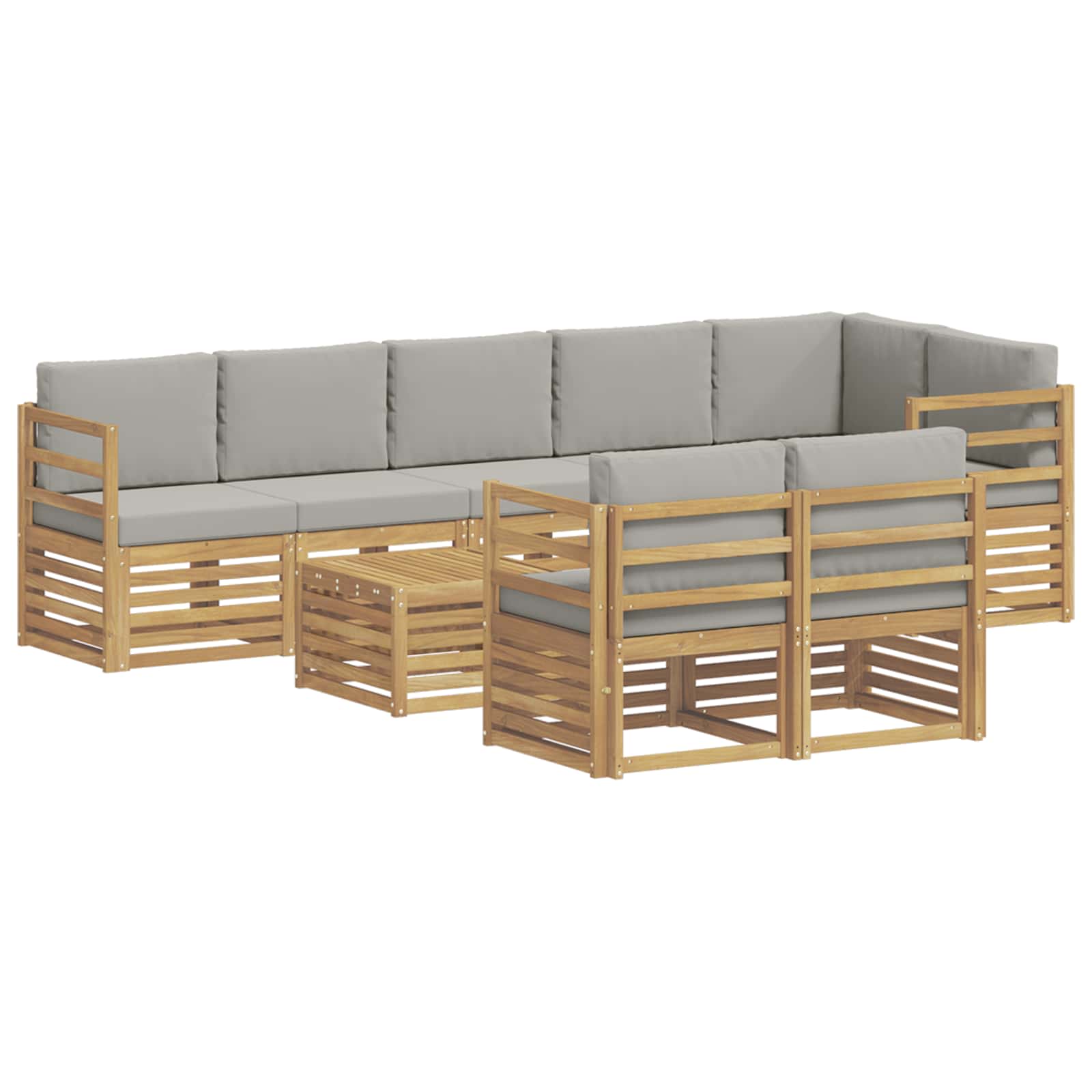 Outdoor-Sofagarnitur 9 pcs Weiß und Hellgrau 59 x 59 x 37 cm